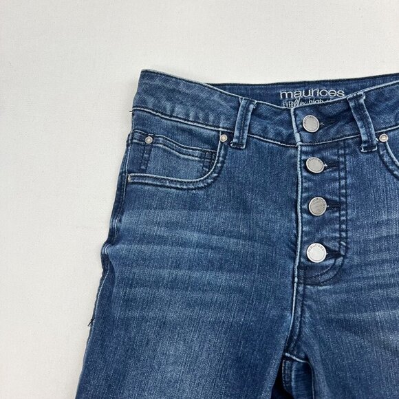 Maurices Womens Ever Flex Skinny Jeans Button Fly Raw Cuff Size 0 Short - Picture 4 of 9